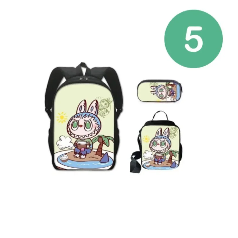Cute Labubu Monster Design Kids Backpack, Pencil Case & lunchbag